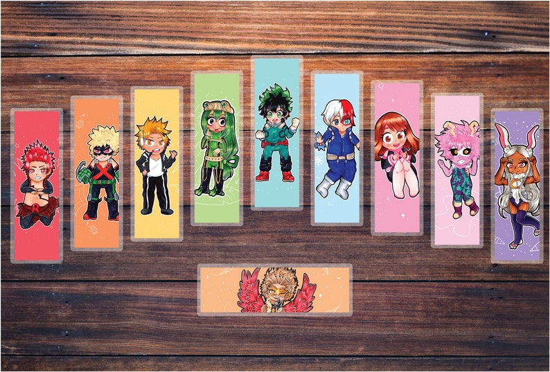 my hero academia bookmarks anime party favors bakugo etsy