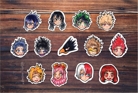 my hero academia face stickers magnets anime party favors etsy