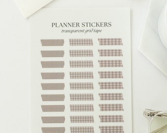 Mauve Grid Transparent Stickers