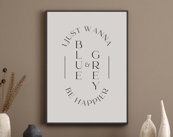 Blue & Grey (Beige) | Digital Art Print Instant Download