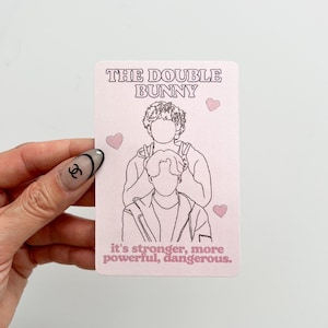Double Bunny Pink Waterproof Sticker