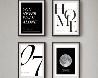 B&W Print Bundle | 4 Digital Art Prints Instant Download
