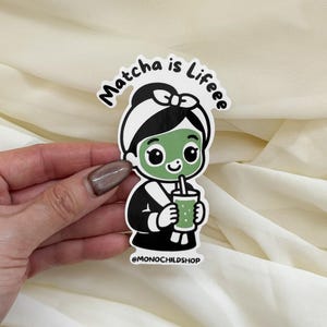 Pegatina "Matcha is Life" - Vinilo estético de la serie Matcha. Impermeable. Diseño minimalista y bonito para botellas, portátiles y diarios.