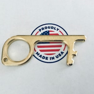 Touch Free Germ Key Door / Bottle Opener *MADE IN U.S.A* BRASS Keychain