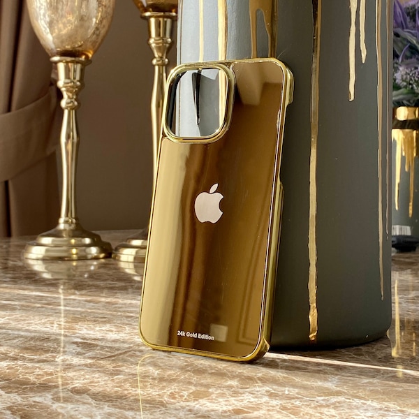 Apple Design Real Gold Plated iPhone 15 Pro & 15 Pro Max Cases , Gold iPhone 14 Pro , iPhone 13 Gold , Luxury iPhone 14 , Designer iPhone