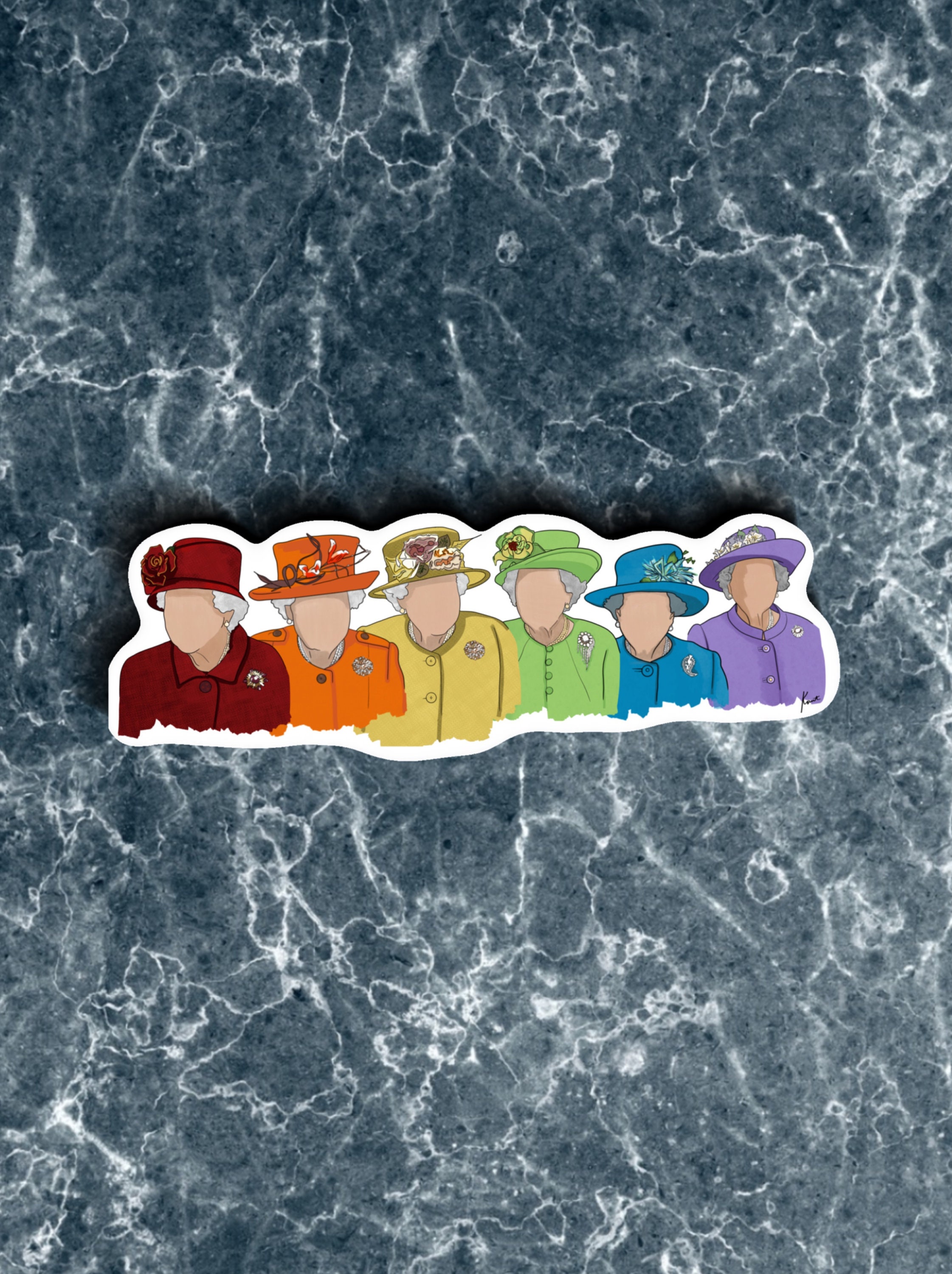 Rainbow Queen Sticker, Queen Elizabeth II Decal, British Royal Family ...