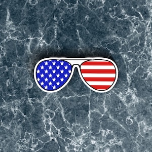 American Flag Sticker; USA Sticker; Aviator Sunglasses Sticker; Military Sticker; Fourth of July; Independence Day Gift; US Veteran Gift;