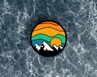 Mountain Sunset Waterproof Glossy Vinyl Sticker | Nature Sticker | Landscape Sticker | Hiking Sticker | Hiking Gifts | Nature Gifts