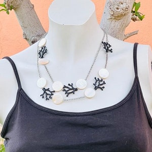 Faux Black Coral Necklace, Black Coral Necklace, Tropic, Sea, Beach, Black Coral, Plant, Seaweed, Flower, Costume Jewelry