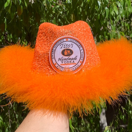 Titos Alcohol Cowboy Hat With Fur Etsy