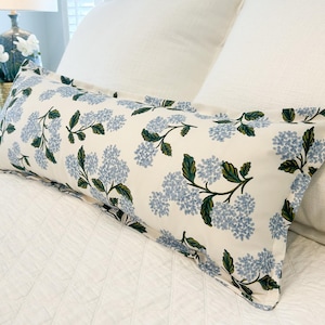 Blue Hydrangea Lumbar Pillow Cover | Designed for 14&quot;x36&quot; insert (Not included)