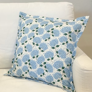 Blue and White Hydrangea Blooms Pillow Cover (insert not included)