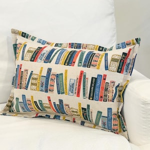 Beige Curio Book Club Lumbar Pillow Cover (insert not included) | 12"x18"