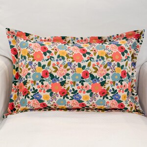 Cream Blossom Vintage Garden Lumbar Pillow Cover (insert not included) | 12"x18"