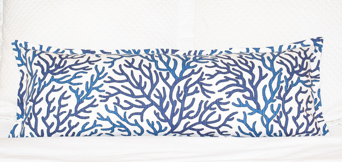 Blue and White Coral Reef Lumbar Pillow Cover for | Etsy