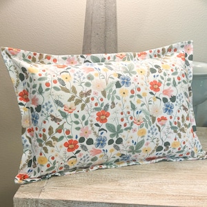 Strawberry Fields Floral Lumbar Pillow Cover | 12&quot;x18&quot; (insert Not included)