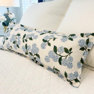 Blue Hydrangea Lumbar Pillow Cover | Designed for 14&quot;x36&quot; insert (Not included)