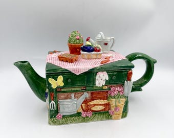 Vintage 1995 Omnibus by Fitz and Floyd "Garden Fresh" Ceramic Teapot