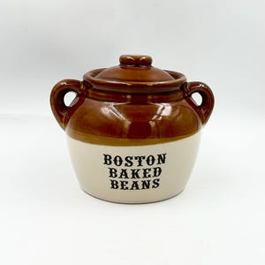 Vintage The Pot Shop of Boston Baked Beans Pot • Mid-Century Stoneware Crock