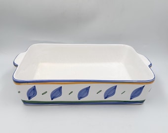 Fuente rectangular para hornear Tournesol de Williams Sonoma, estilo vintage • Cazuela pintada a mano • Italia