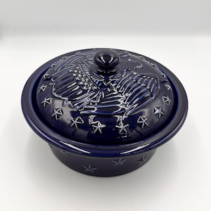 Longaberger Proudly American Eagle Koboltblå Gryta 1,5 Qt Täckt