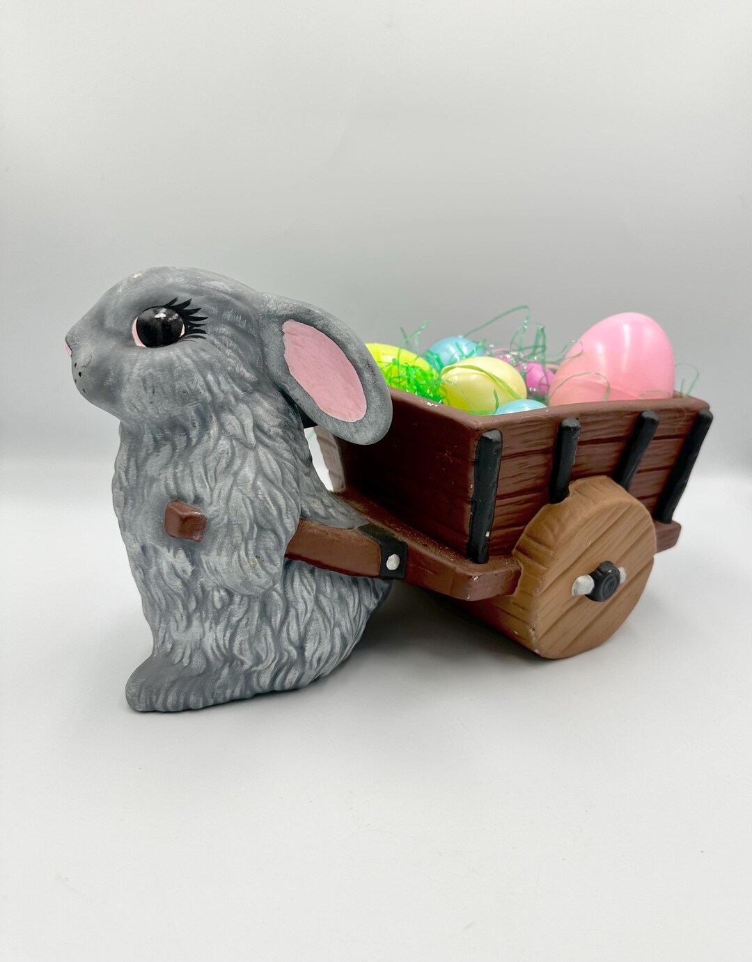 Vintage Easter Bunny & Cart Ceramic Centerpiece • Cottagecore ...
