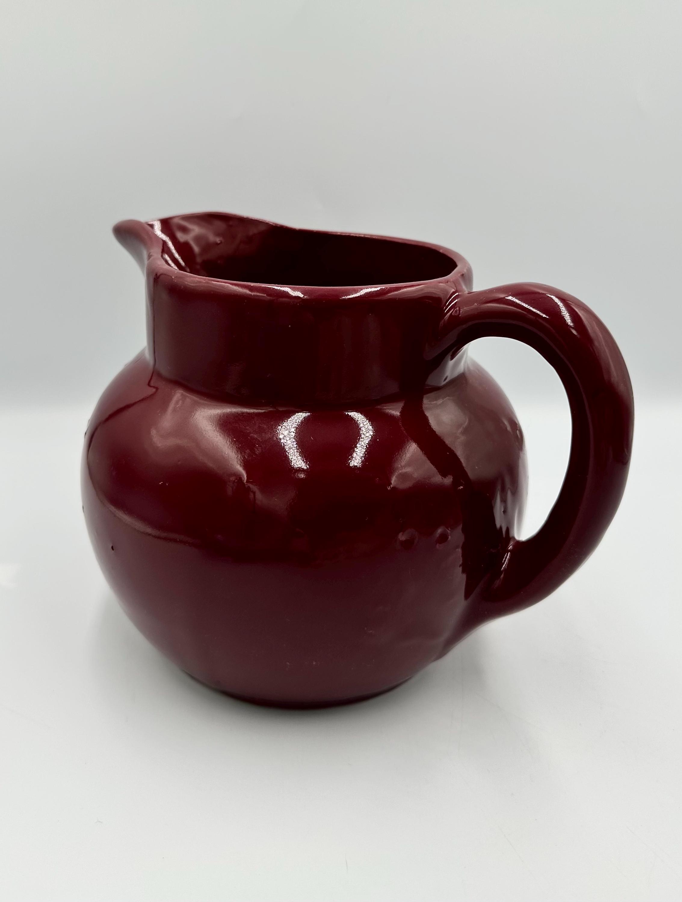 Vintage Bybee Pottery 6” Burgundy Ball Pitcher • Signed BB Collectible ...