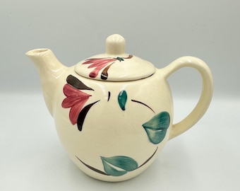 ヴィンテージ プリントン陶器「アイビーレッドブロッサム」ティーポット • 1940年代のキッチン装飾