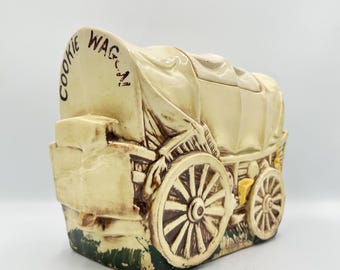 Vintage McCoy Pottery “Cookie Wagon” Jar • Biscuit Canister • 1950s Kitchen Collectible