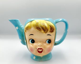 Tetera vintage Napco "Cutie Pie" de los años 50 sin tapa • Cocina kitsch antropomórfica