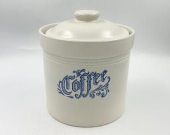 Pote de café vintage Pfaltzgraff Yorktowne em cerâmica • Clássico azul e cinza