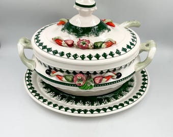 Vintage Royal Sealy Japan Vegetable Soup Tureen Set • 4-Piece Trompe L'oeil Covered Dish