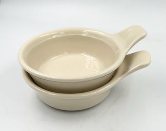 Vintage Henn Workshops Roseville Stoneware Porridge Bowls Set • Lugged Casserole Dishes