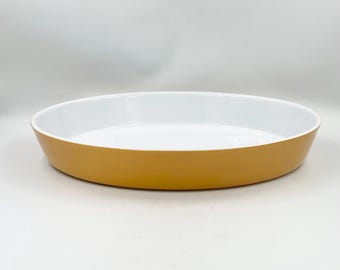 Vintage Emile Henry France Large 14” Oval Ceramic Baking Dish - Mustard Yellow Gratin Baker