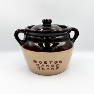 Olla antigua Monmouth Boston para frijoles horneados • Olla de barro vintage de 2 cuartos