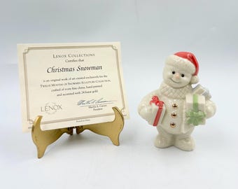 Figura vintage de muñeco de nieve de Lenox para Navidad (diciembre) • Colección Doce Meses de Muñecos de Nieve