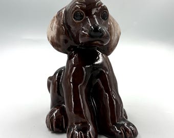 Rara figura vintage de cerámica Lichten Ware de perro de 15 cm "Sam" • Objeto de colección de cerámica artística kitsch de mediados de siglo