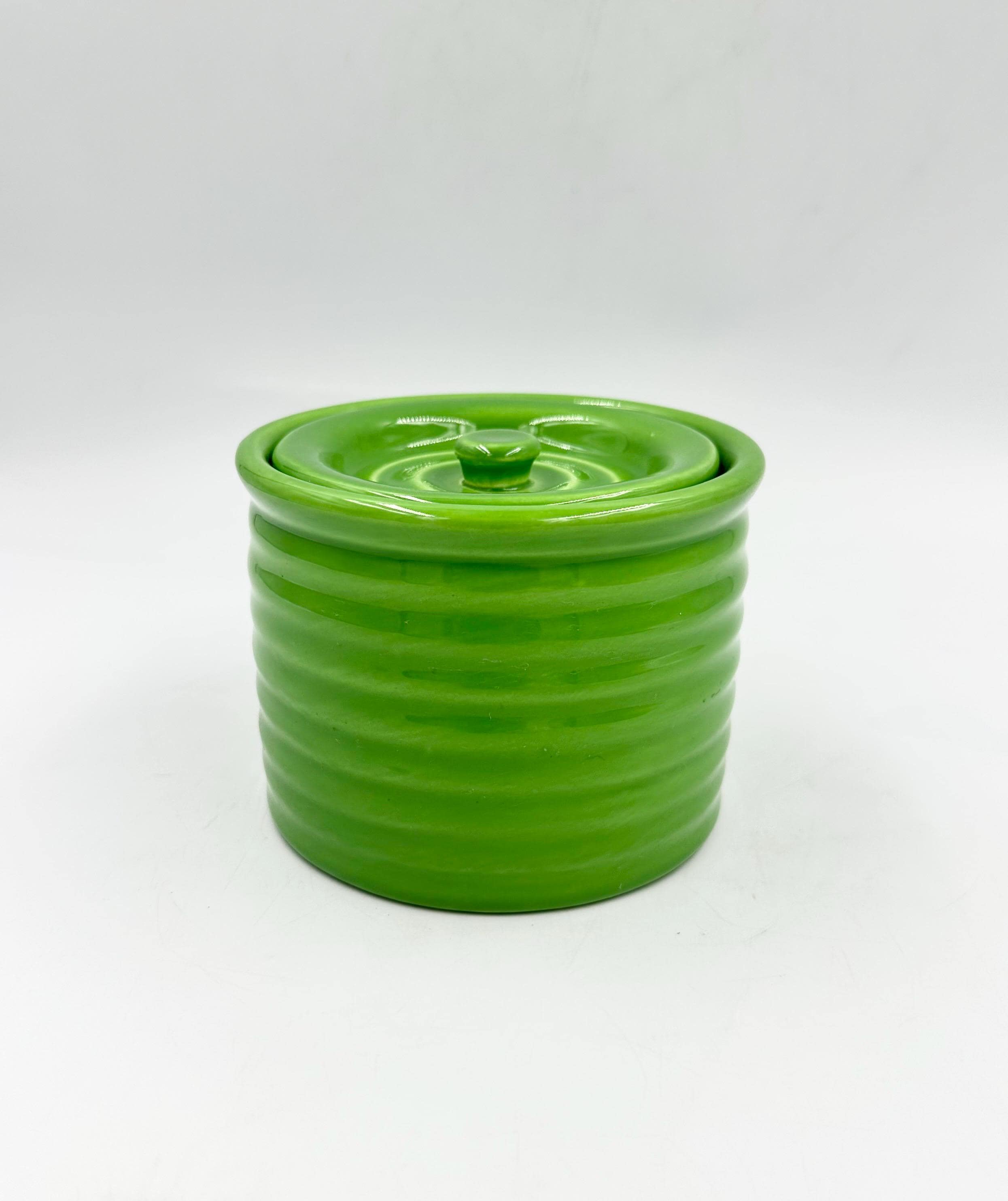 Vintage Lime Green Ceramic Canister - Etsy