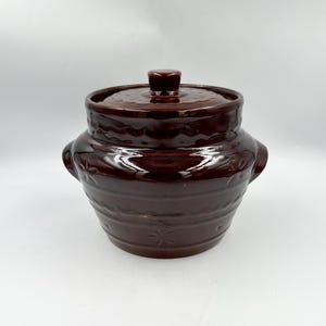Vintage Marcrest Daisy Dot Stoneware 2qt Bean Pot • MCM Colorado Brown Ovenproof Crock
