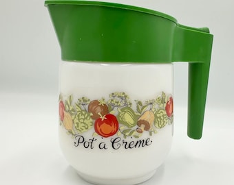 Vintage GEMCO Spice of Life “Pot à Crème” Creamer • Retro Green Lid • Corelle Accessory