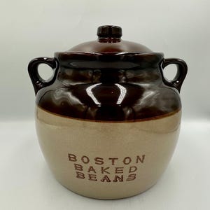 Antyczny garnek do fasoli pieczonej w Bostonie Monmouth „Maple Leaf” • Duży, zabytkowy garnek o pojemności 1 galona