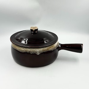 Naczynie żaroodporne Vintage Pfaltzgraff Gourmet Brown Drip Glaze • 2 QT Kamionkowy garnek do fasoli