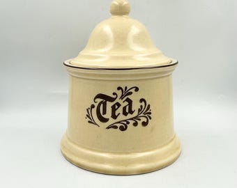 Vintage Pfaltzgraff Village Tea Canister with Lid #509 • 1970s Stoneware Crock