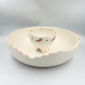 Conjunto de Tigelas Vintage Treasure Craft TAOS para Batatas Fritas e Molhos - Prato para Servir Pimenta Chili do Sudoeste