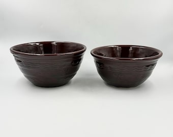 Vintage Marcrest Daisy Dot Mixing Bowls • MCM Colorado Brown Stoneware Set