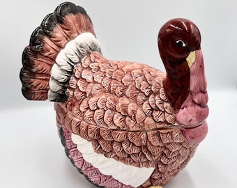 Vintage Turkey Tureen • Kitsch Serving Covered Bowl Dish