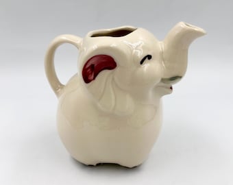 Vintage Shawnee Pottery Elephant Creamer Pitcher • 1940s MCM Ceramic Figural Creamer