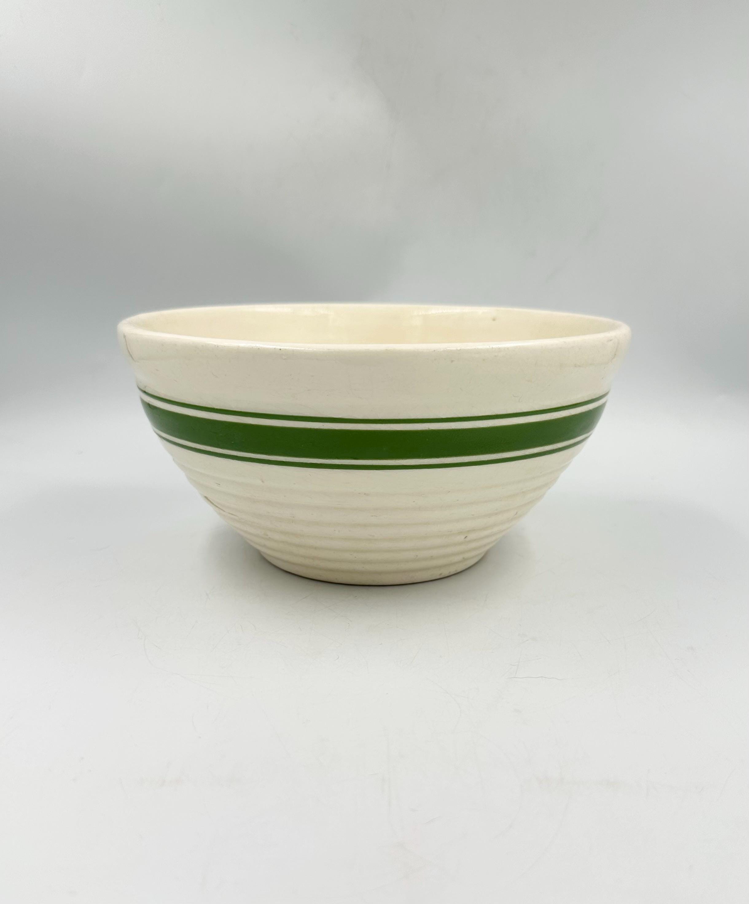 Yellowware Bowls With Green Stripe - Etsy