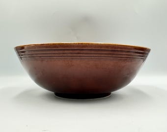 Vintage Sheffield Amberstone Ribbed Serving Bowl • "Brown Fiesta" by Homer Laughlin