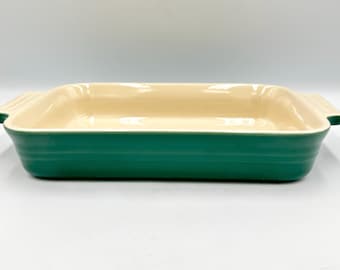 Vintage Le Creuset Rectangular Baker • 2.5Qt Heritage Collection Casserole Dish • Emerald Hunter Green